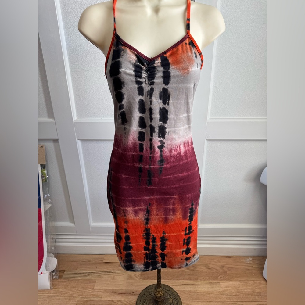 Timing Tue Dye‎ Dress Women’s Size Small Mini Orange Gray